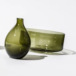 Fågelflaska rund 108x164mm mossgrön
