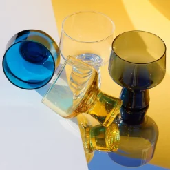 Glas på fot 29cl eldgul 2-pack